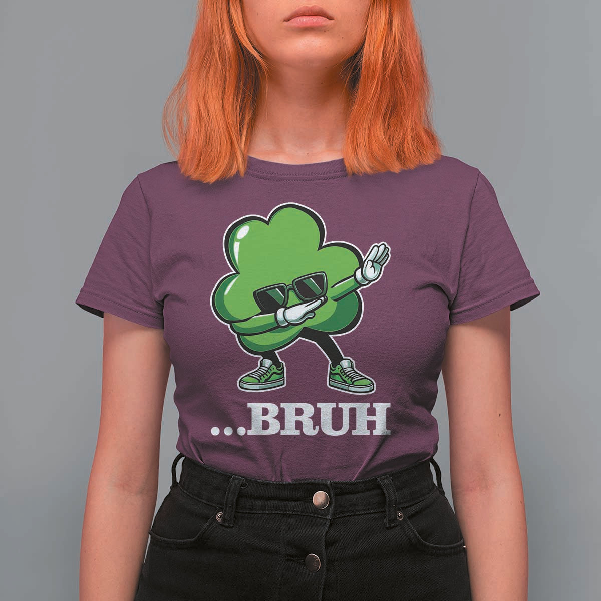 Funny Dabbing Shamrock T Shirt For Women Bruh St. Patrick's Day
