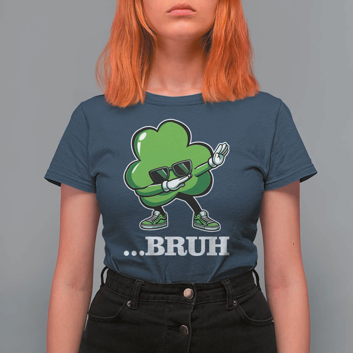 Funny Dabbing Shamrock T Shirt For Women Bruh St. Patrick's Day