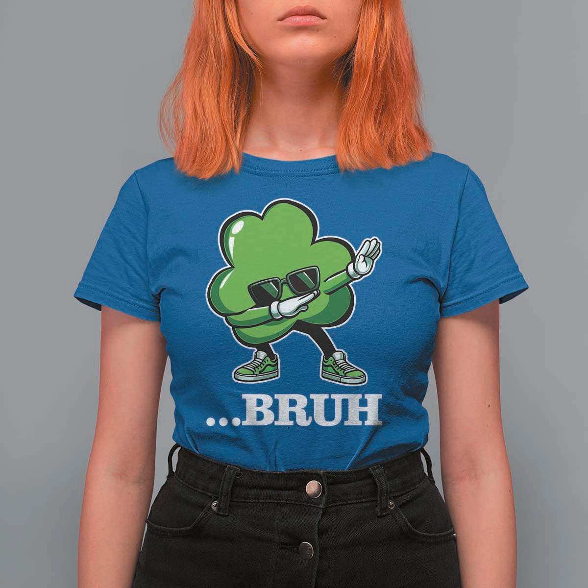 Funny Dabbing Shamrock T Shirt For Women Bruh St. Patrick's Day