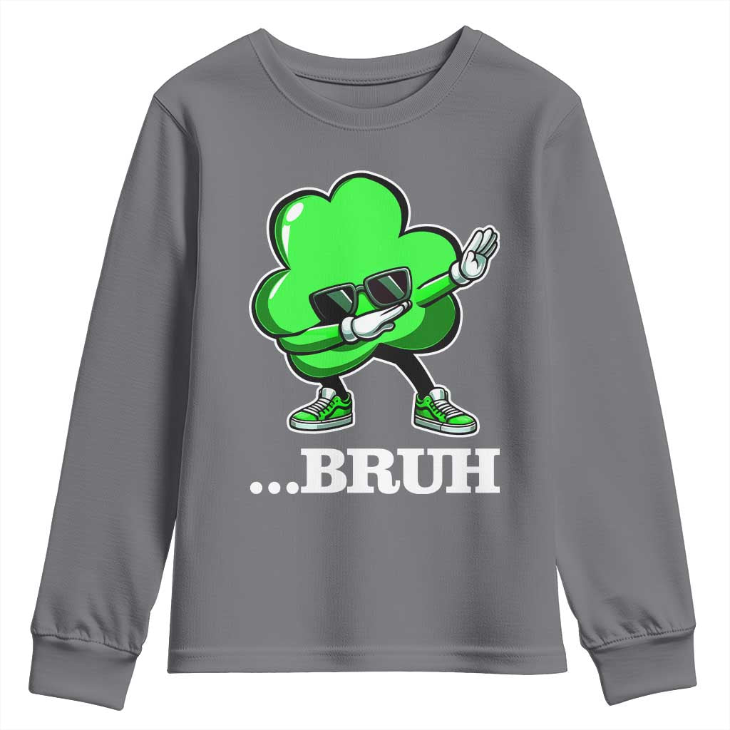 Funny Dabbing Shamrock Youth Sweatshirt Bruh St. Patrick's Day