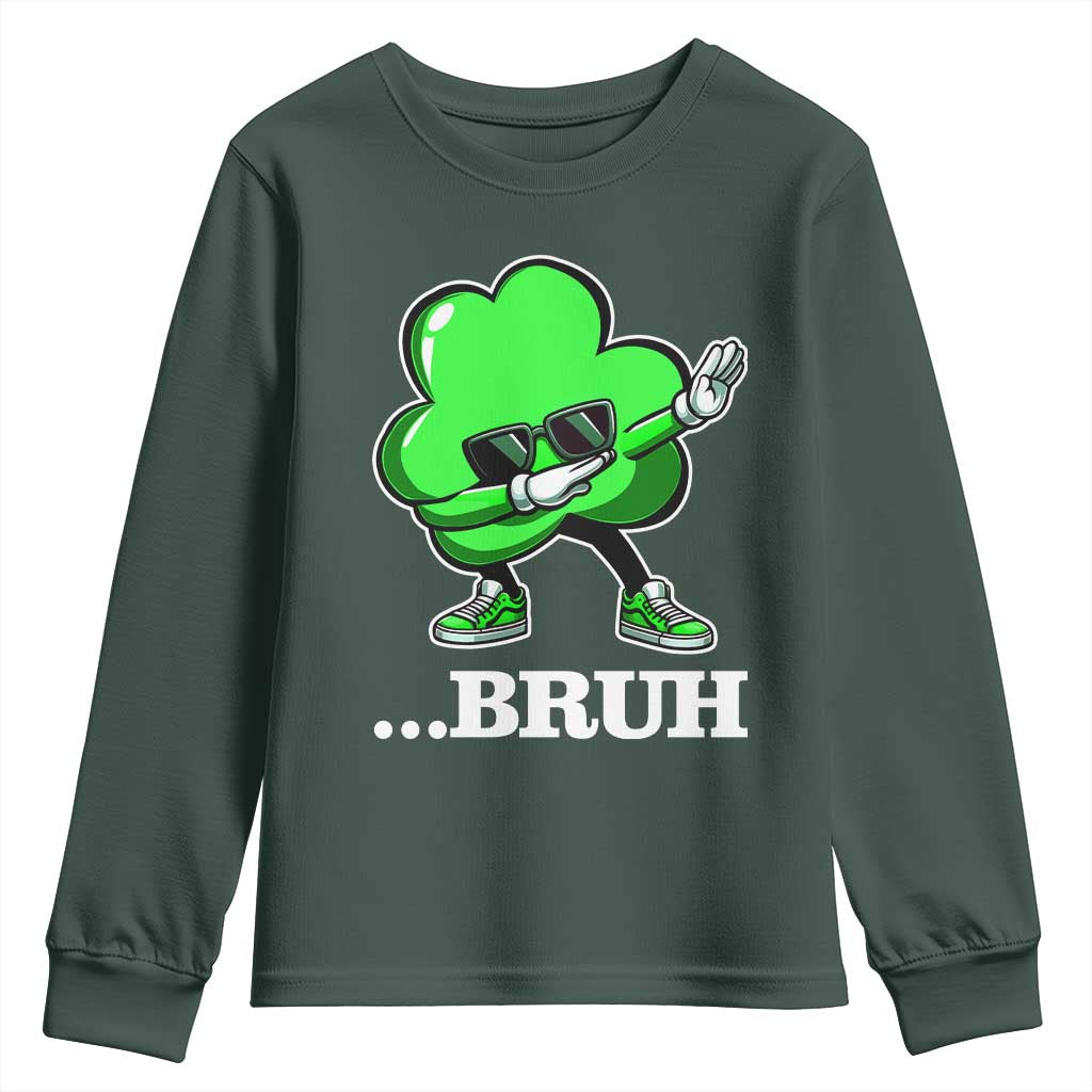 Funny Dabbing Shamrock Youth Sweatshirt Bruh St. Patrick's Day