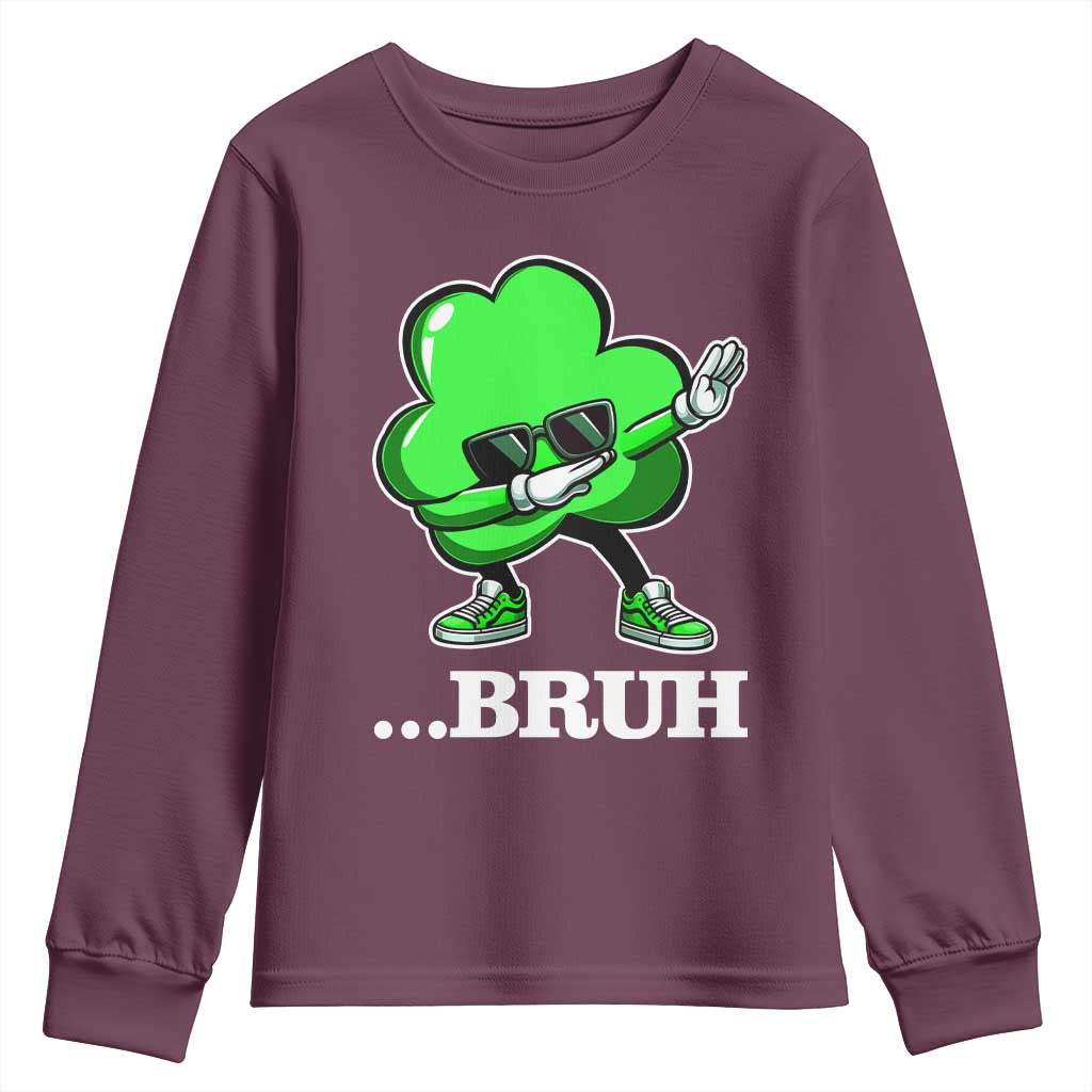 Funny Dabbing Shamrock Youth Sweatshirt Bruh St. Patrick's Day