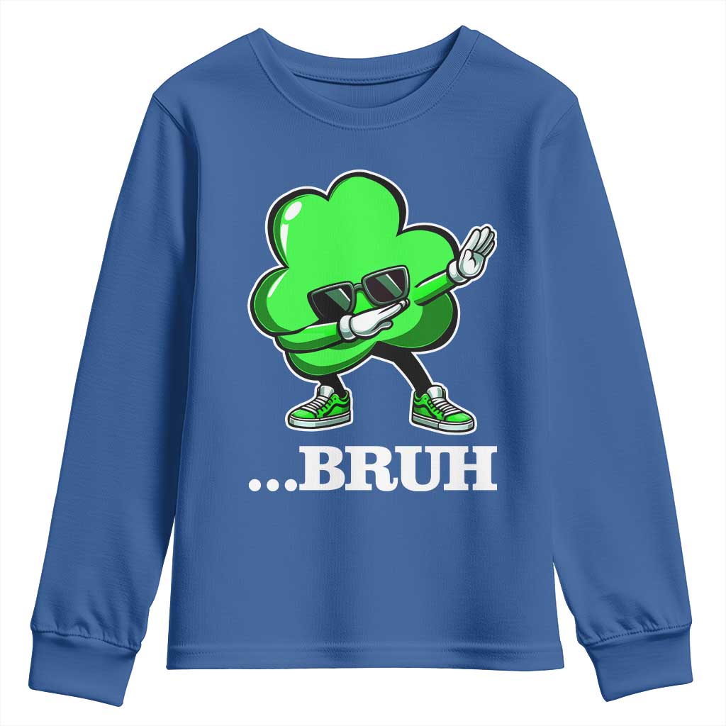Funny Dabbing Shamrock Youth Sweatshirt Bruh St. Patrick's Day