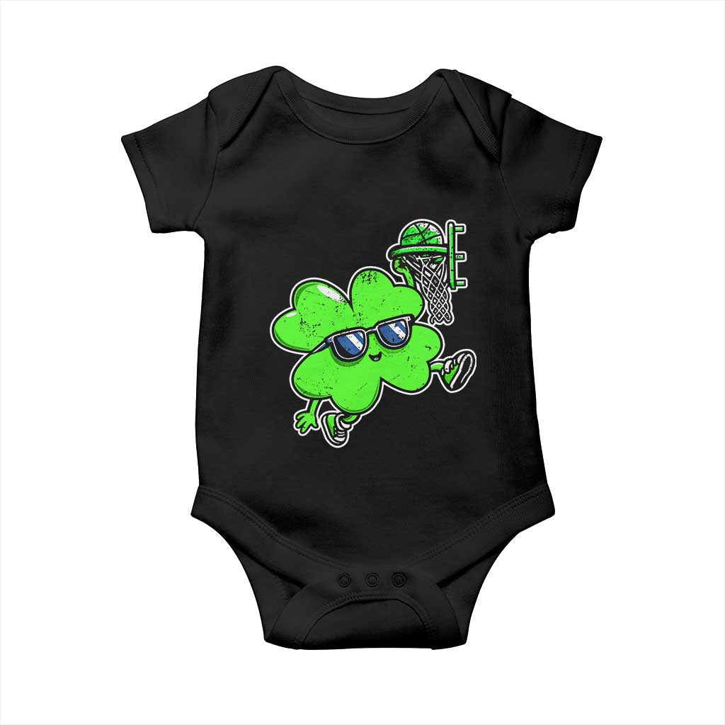 Funny Basketball Shamrock Baby Onesie Dunking Sports Player St. Patrick's Day