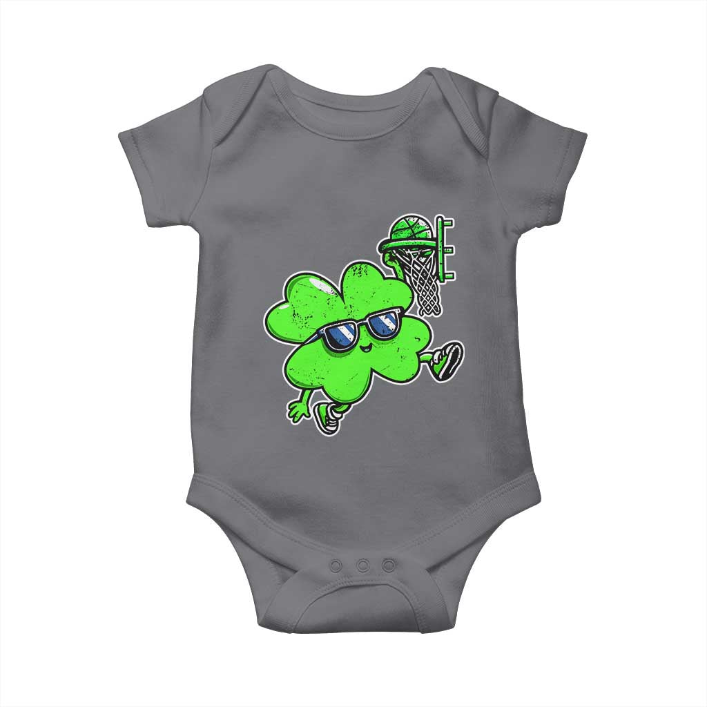 Funny Basketball Shamrock Baby Onesie Dunking Sports Player St. Patrick's Day
