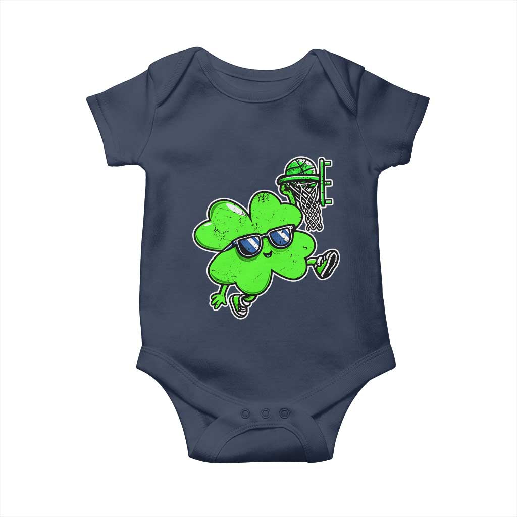 Funny Basketball Shamrock Baby Onesie Dunking Sports Player St. Patrick's Day