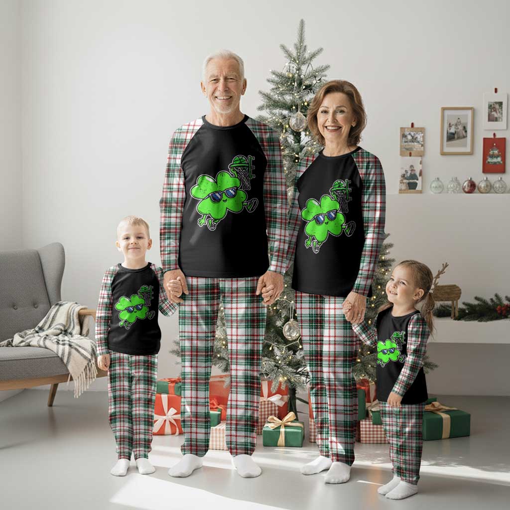 Funny Basketball Shamrock Plaid Pajama Set Dunking Sports Player St. Patrick's Day - Wonder Print Shop