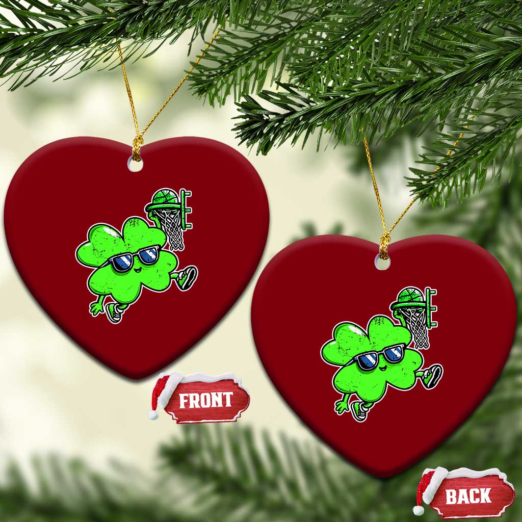 Funny Basketball Shamrock Ceramic Ornament Dunking Sports Player St. Patrick's Day - Wonder Print Shop