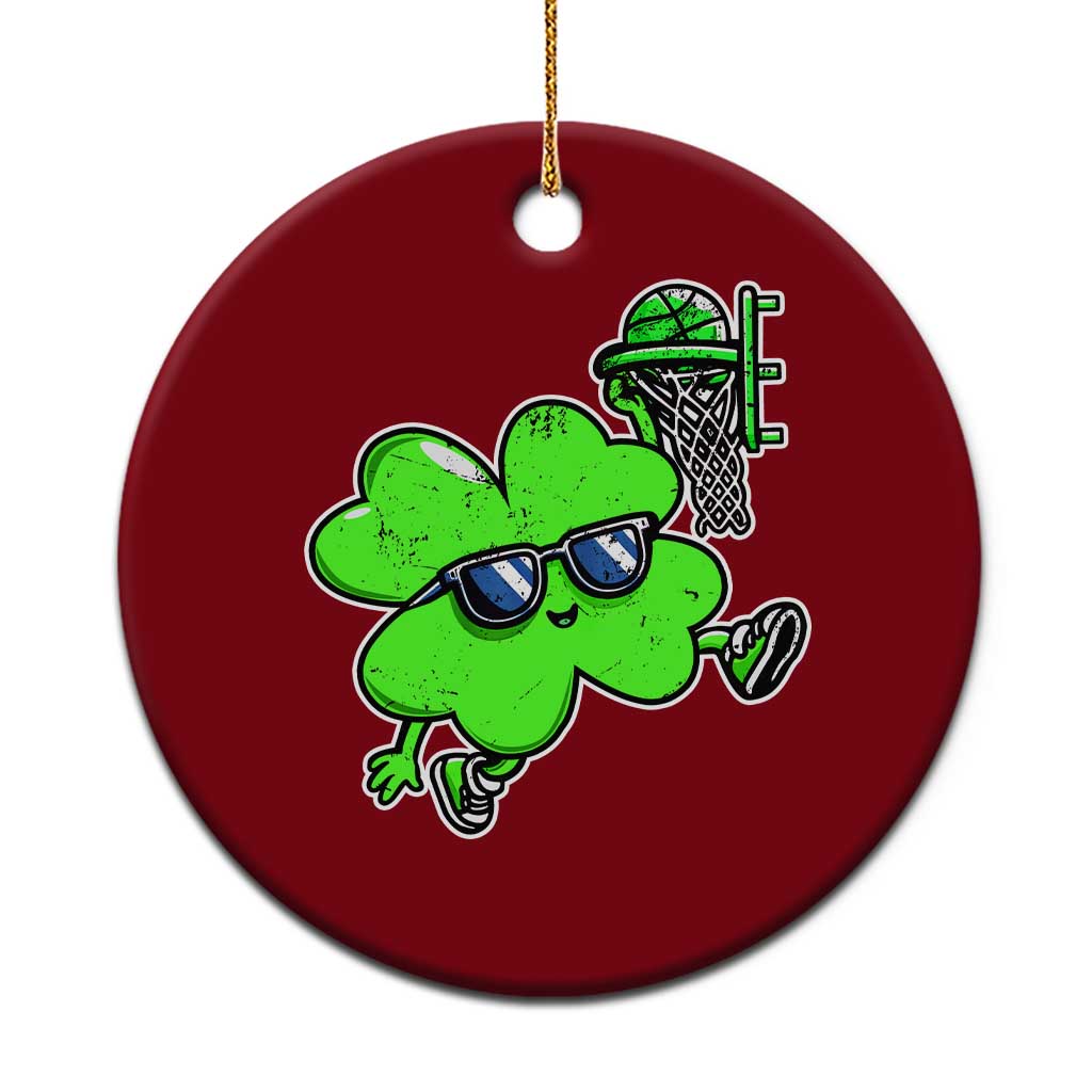 Funny Basketball Shamrock Ceramic Ornament Dunking Sports Player St. Patrick's Day - Wonder Print Shop