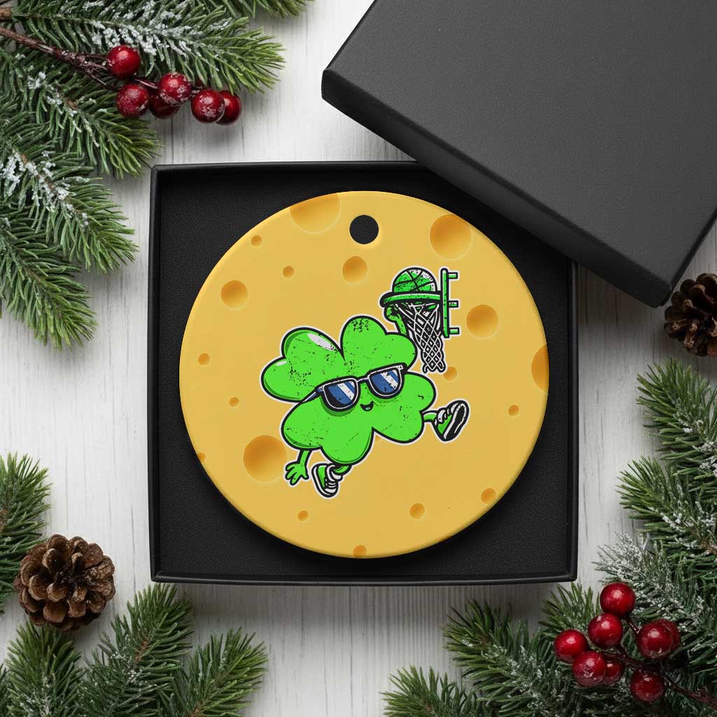 Funny Basketball Shamrock Ceramic Ornament Dunking Sports Player St. Patrick's Day - Wonder Print Shop