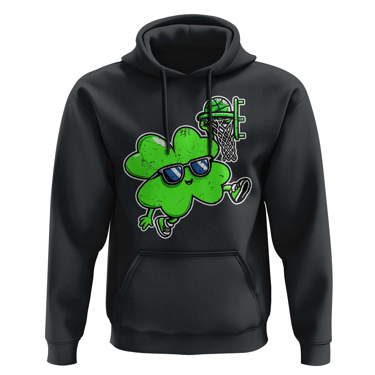 Funny Basketball Shamrock Hoodie Dunking Sports Player St. Patrick's Day