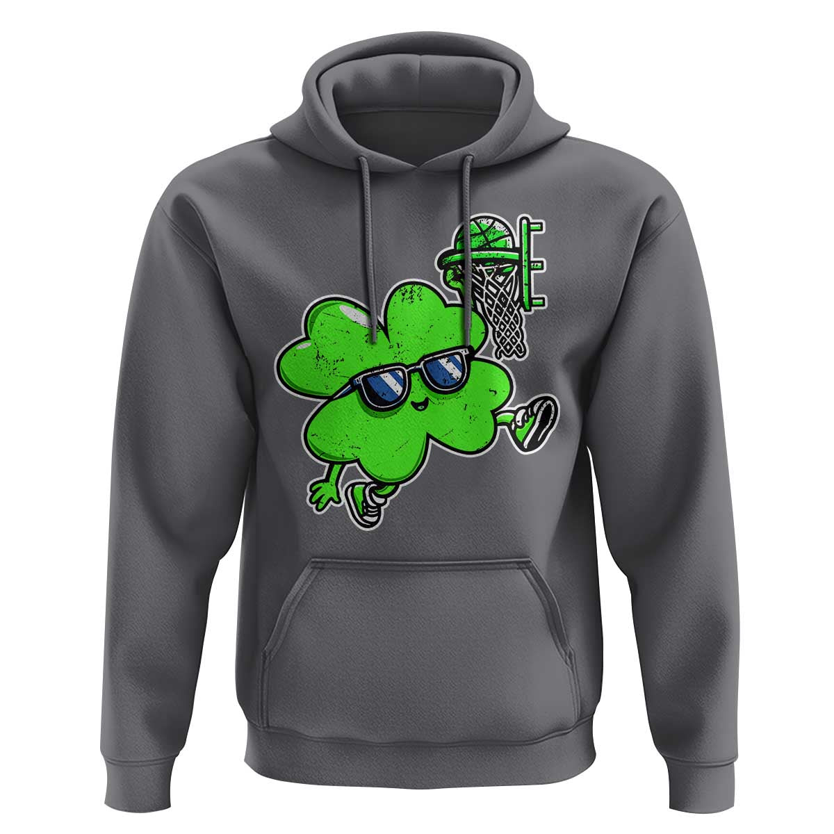 Funny Basketball Shamrock Hoodie Dunking Sports Player St. Patrick's Day