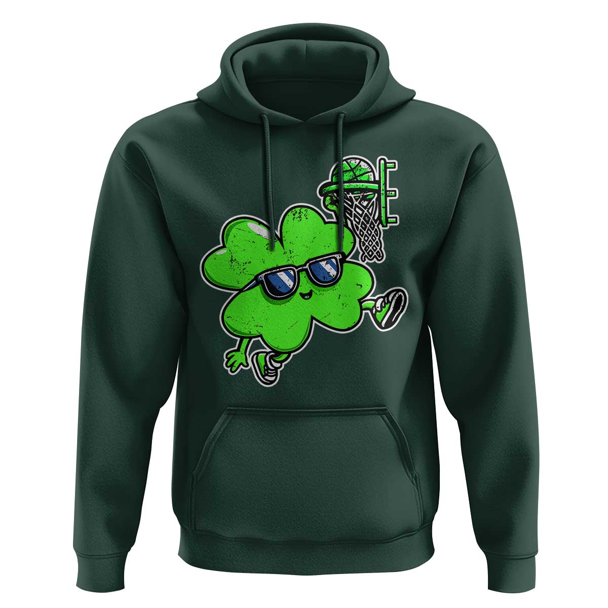 Funny Basketball Shamrock Hoodie Dunking Sports Player St. Patrick's Day