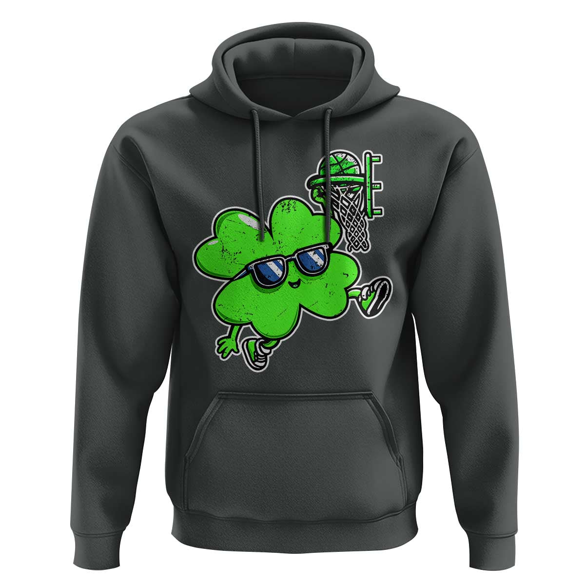 Funny Basketball Shamrock Hoodie Dunking Sports Player St. Patrick's Day