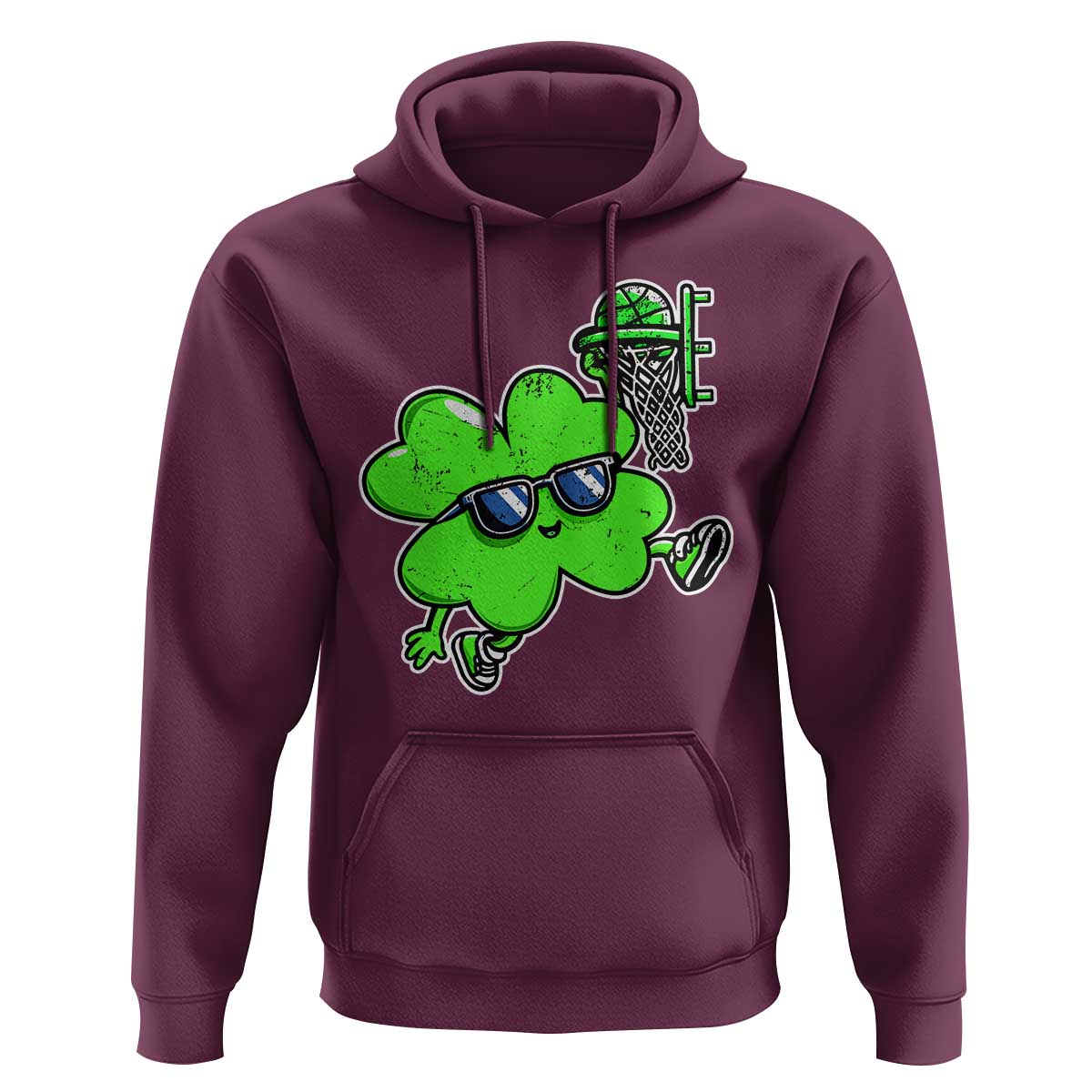 Funny Basketball Shamrock Hoodie Dunking Sports Player St. Patrick's Day