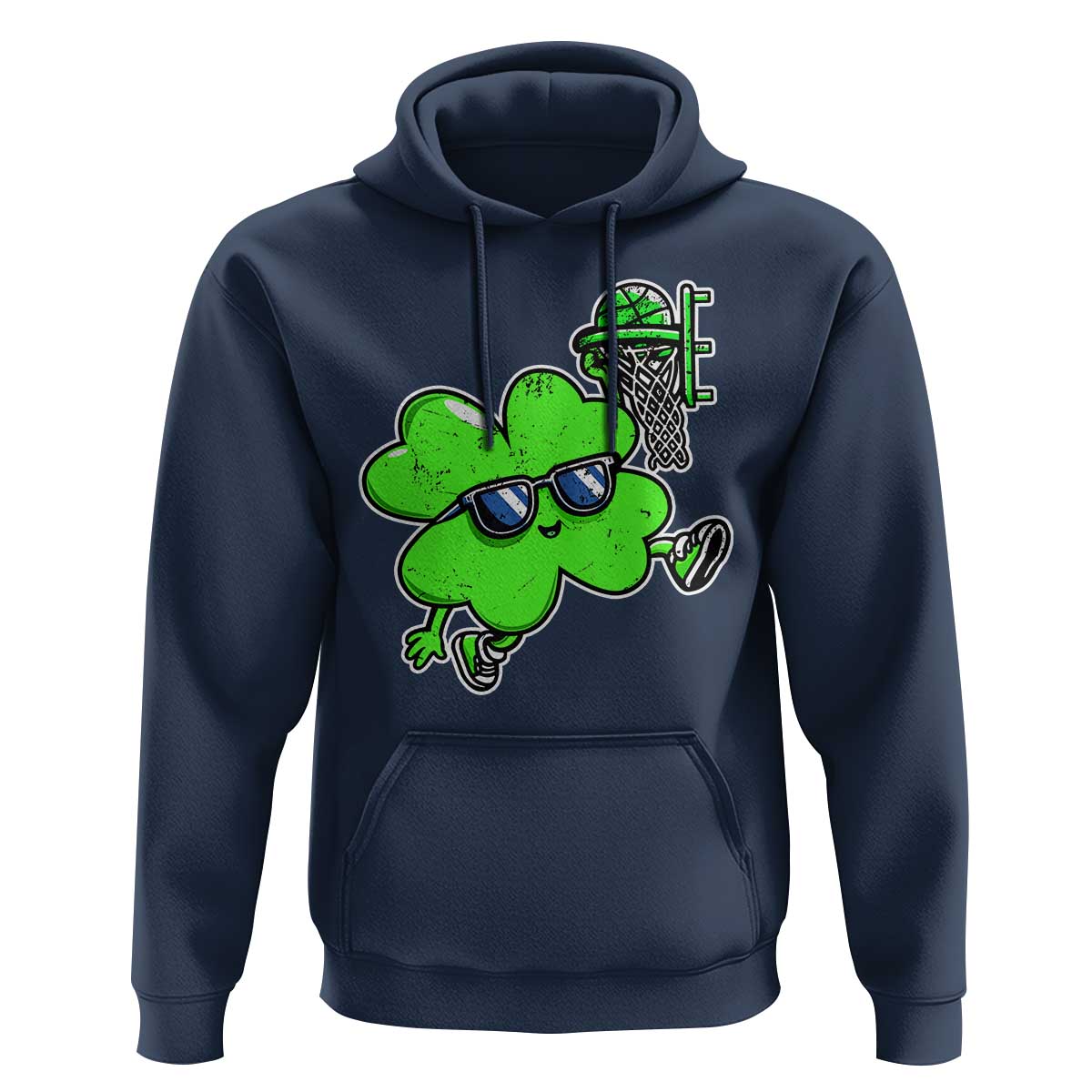 Funny Basketball Shamrock Hoodie Dunking Sports Player St. Patrick's Day
