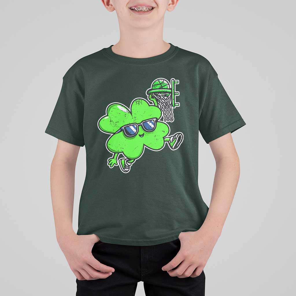 Funny Basketball Shamrock T Shirt For Kid Dunking Sports Player St. Patrick's Day