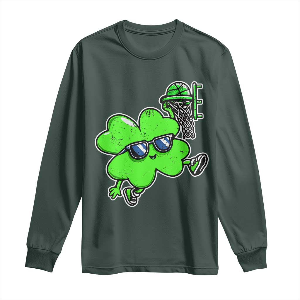 Funny Basketball Shamrock Long Sleeve Shirt Dunking Sports Player St. Patrick's Day