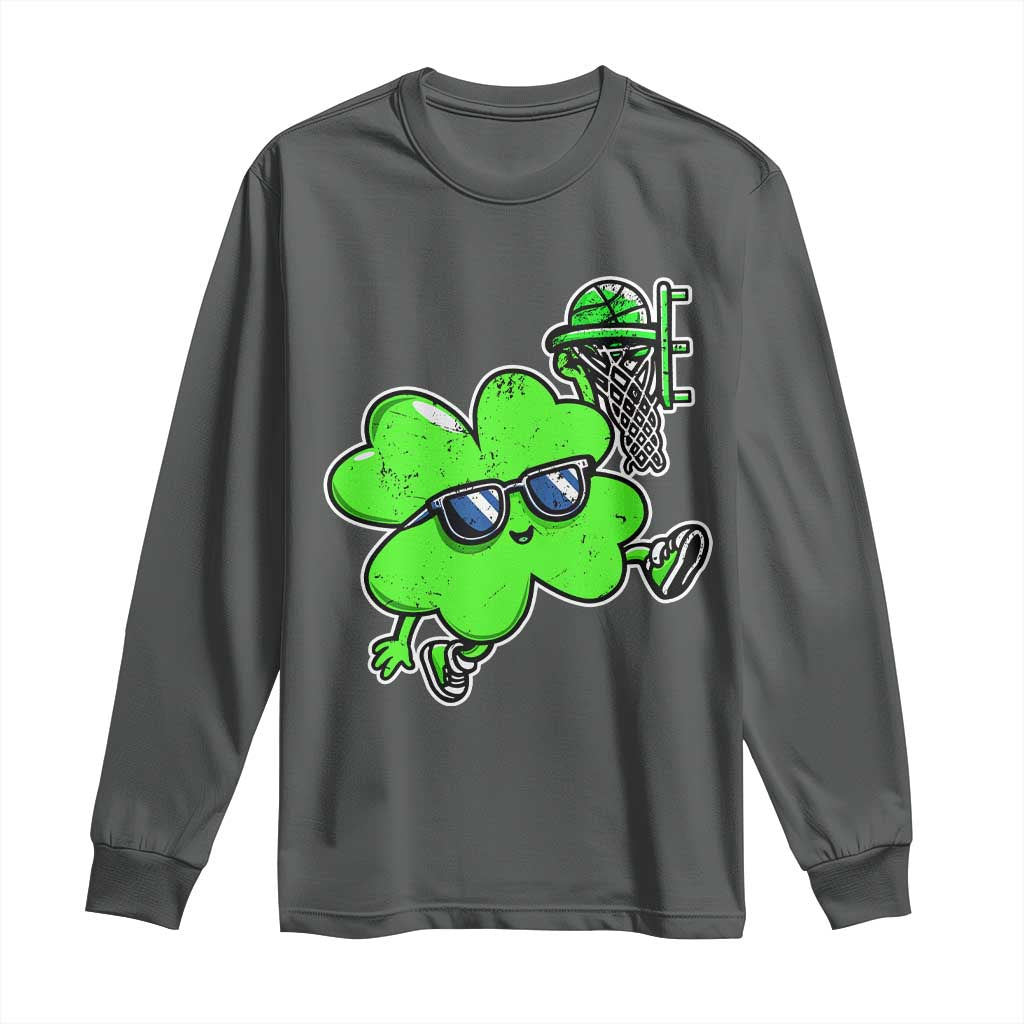 Funny Basketball Shamrock Long Sleeve Shirt Dunking Sports Player St. Patrick's Day