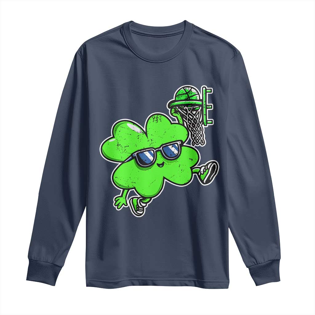 Funny Basketball Shamrock Long Sleeve Shirt Dunking Sports Player St. Patrick's Day
