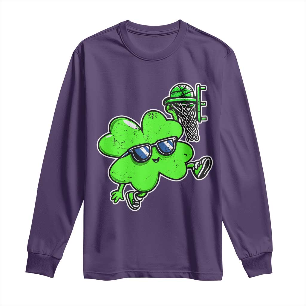 Funny Basketball Shamrock Long Sleeve Shirt Dunking Sports Player St. Patrick's Day