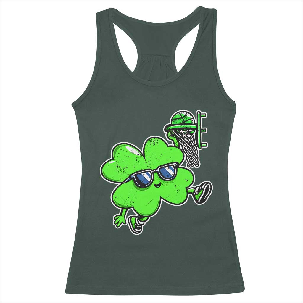Funny Basketball Shamrock Racerback Tank Top Dunking Sports Player St. Patrick's Day