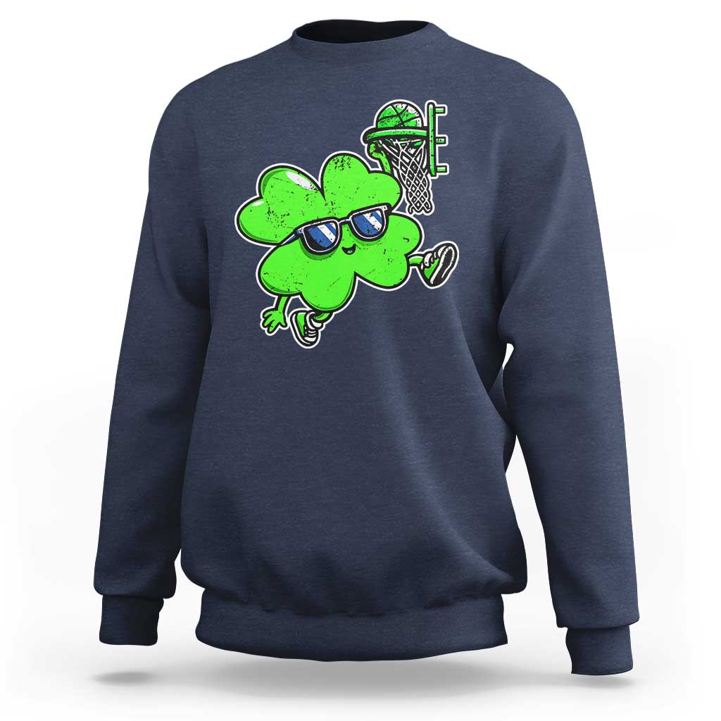 Funny Basketball Shamrock Sweatshirt Dunking Sports Player St. Patrick's Day