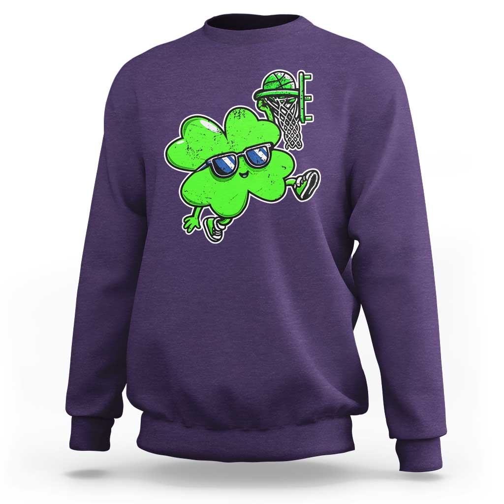 Funny Basketball Shamrock Sweatshirt Dunking Sports Player St. Patrick's Day