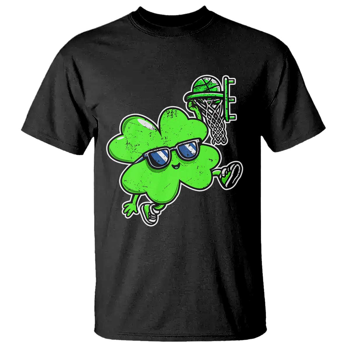 Funny Basketball Shamrock T Shirt Dunking Sports Player St. Patrick's Day