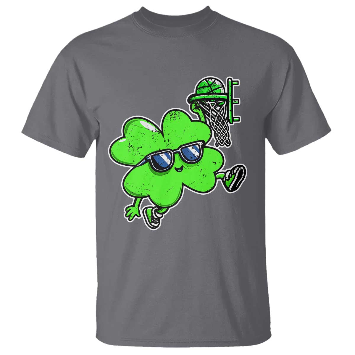 Funny Basketball Shamrock T Shirt Dunking Sports Player St. Patrick's Day