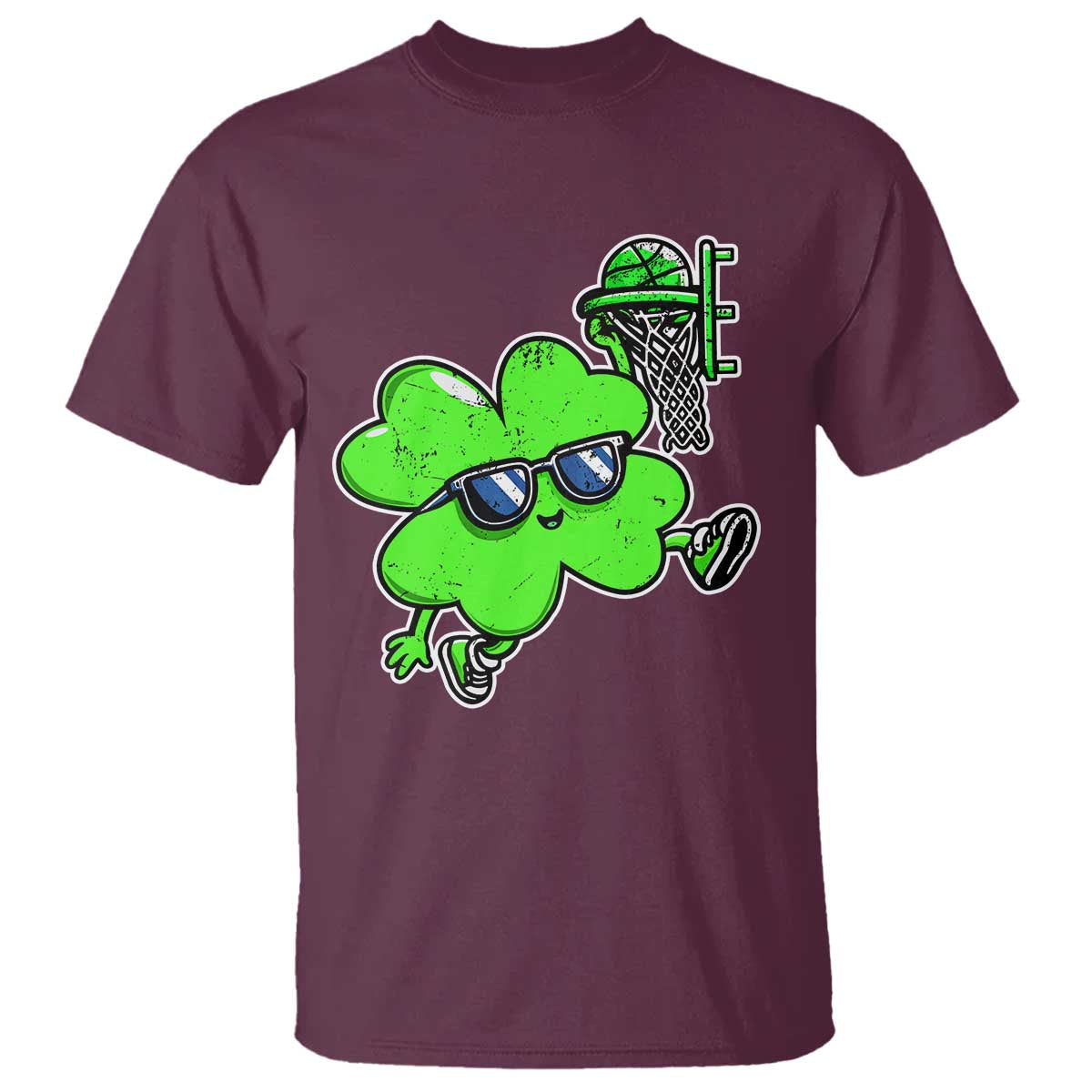 Funny Basketball Shamrock T Shirt Dunking Sports Player St. Patrick's Day