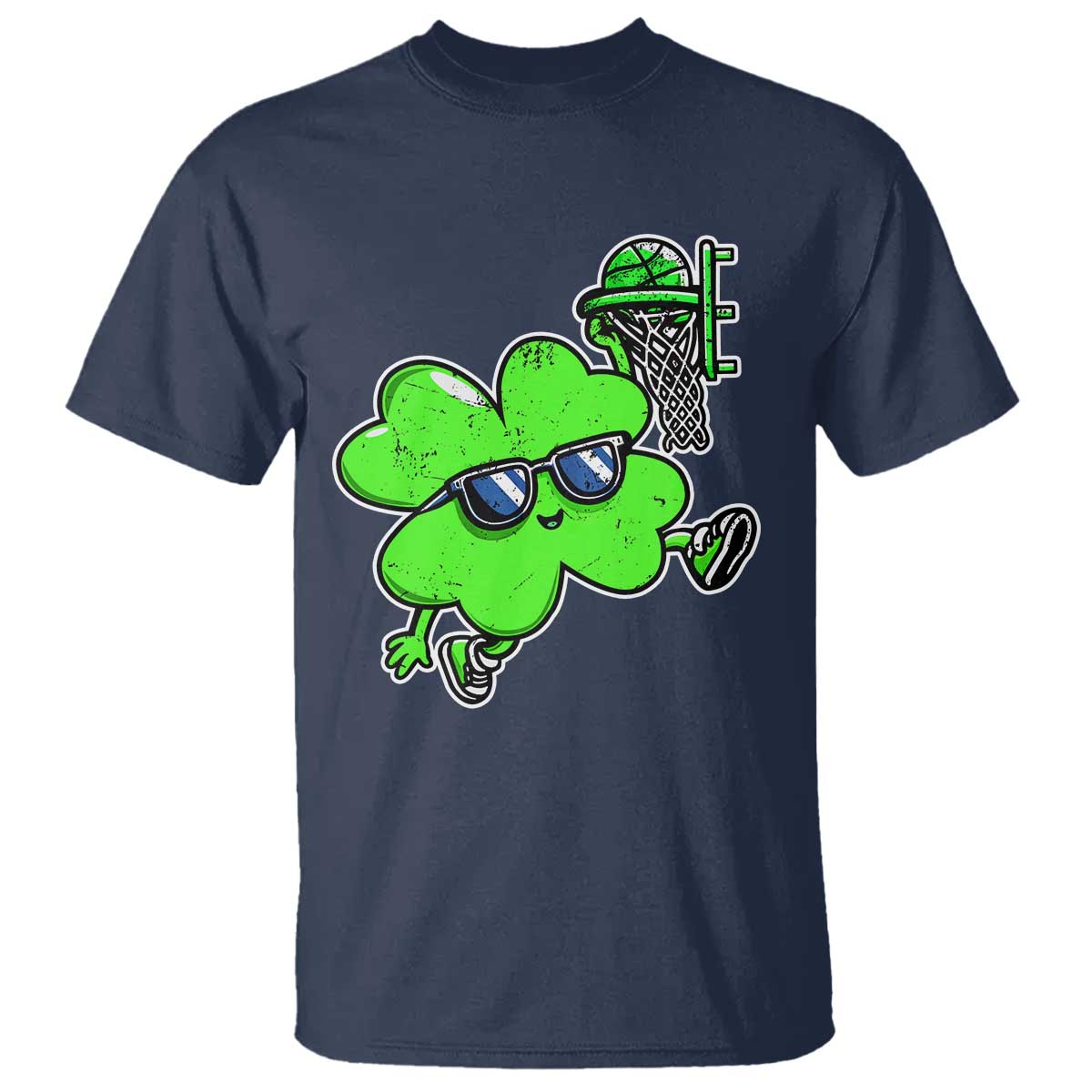 Funny Basketball Shamrock T Shirt Dunking Sports Player St. Patrick's Day