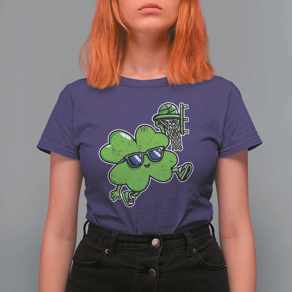 Funny Basketball Shamrock T Shirt For Women Dunking Sports Player St. Patrick's Day