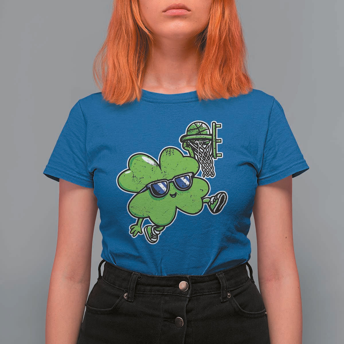 Funny Basketball Shamrock T Shirt For Women Dunking Sports Player St. Patrick's Day
