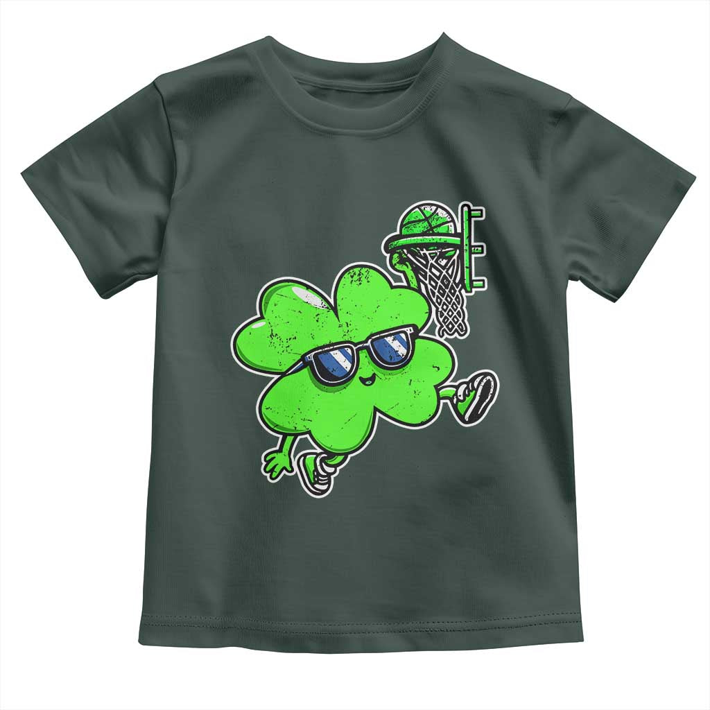 Funny Basketball Shamrock Toddler T Shirt Dunking Sports Player St. Patrick's Day