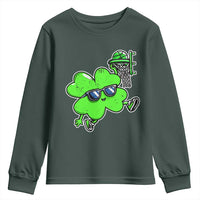 Funny Basketball Shamrock Youth Sweatshirt Dunking Sports Player St. Patrick's Day
