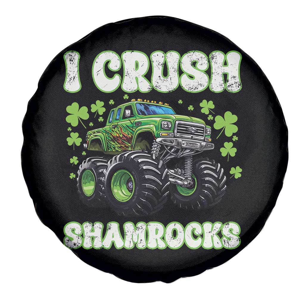 Funny St Patricks Day Monster Truck Spare Tire Cover I Crush Shamrocks Retro