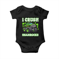 Funny St Patricks Day Monster Truck Baby Onesie I Crush Shamrocks Retro