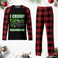 Funny St Patricks Day Monster Truck Plaid Pajama Set I Crush Shamrocks Retro - Wonder Print Shop