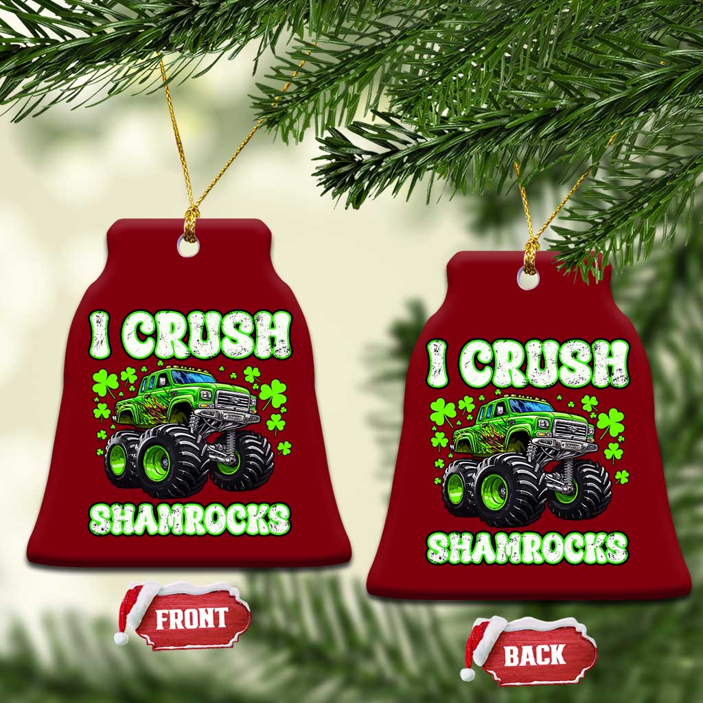 Funny St Patricks Day Monster Truck Ceramic Ornament I Crush Shamrocks Retro - Wonder Print Shop