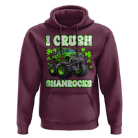 Funny St Patricks Day Monster Truck Hoodie I Crush Shamrocks Retro