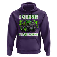 Funny St Patricks Day Monster Truck Hoodie I Crush Shamrocks Retro