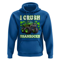 Funny St Patricks Day Monster Truck Hoodie I Crush Shamrocks Retro