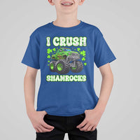 Funny St Patricks Day Monster Truck T Shirt For Kid I Crush Shamrocks Retro