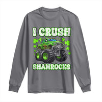 Funny St Patricks Day Monster Truck Long Sleeve Shirt I Crush Shamrocks Retro
