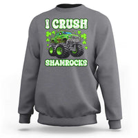 Funny St Patricks Day Monster Truck Sweatshirt I Crush Shamrocks Retro