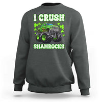 Funny St Patricks Day Monster Truck Sweatshirt I Crush Shamrocks Retro