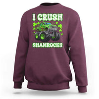 Funny St Patricks Day Monster Truck Sweatshirt I Crush Shamrocks Retro