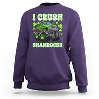 Funny St Patricks Day Monster Truck Sweatshirt I Crush Shamrocks Retro