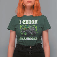 Funny St Patricks Day Monster Truck T Shirt For Women I Crush Shamrocks Retro